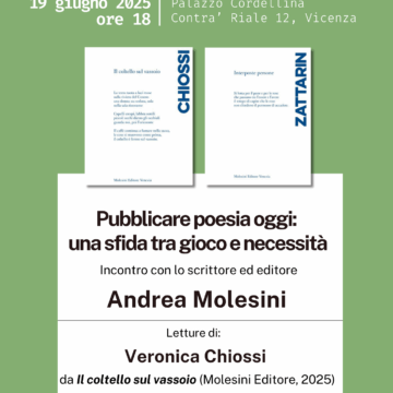 Bertoliana, giovedì 19 giugno incontro pubblico con lo scrittore ed editore Andrea Molesini dal titolo “Pubblicare poesia oggi”